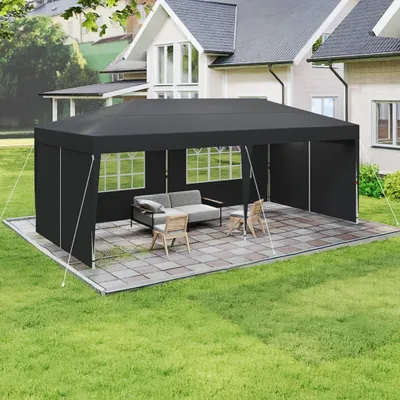 Produktbild von YZNAHRE Pavillon 3x6m Faltpavillon Faltzelt Polyester UV Schutz Partyzelt mit Tragetasche Wasserdicht Windschutz Gartenpavillon Zelt Outdoor, Anthrazit