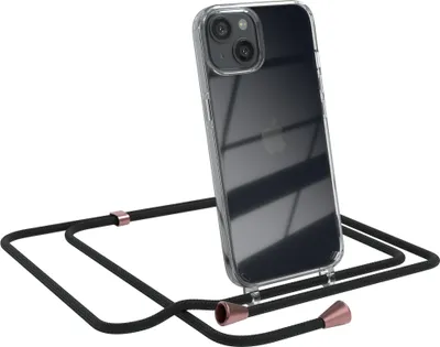 Produktbild von EAZY CASE Handykette kompatibel mit Apple iPhone 13, Handyhülle mit Umhängeband, Handykordel, Schutzhülle Clear, Band in Schwarz