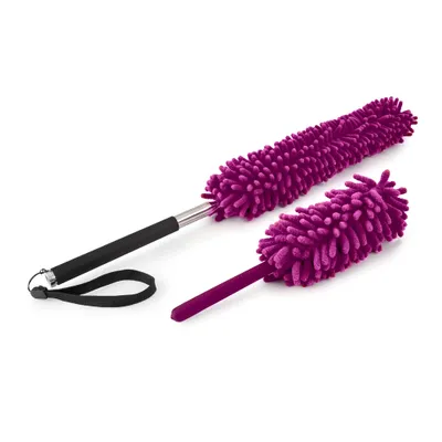 Produktbild von FALINGO Staubwedel Chenille waschbar biegsam inkl. Teleskopstiel ausziehbar 2 TLG. Lila