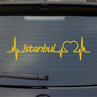 Produktbild von Heckscheibenaufkleber Istanbul Herzschlag Puls Stadt Liebe 55x15 cm Gelb Auto Aufkleber Sticker