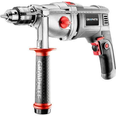 Immagine prodotto di GRAPHITE Trapano a percussione a due velocità 1050W, impugnatura a chiave da 13 mm, velocità I: 1100, II: 3000 giri/min, valigetta di trasporto