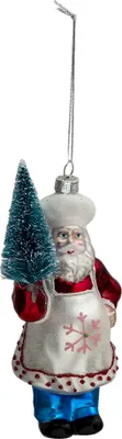 Immagine prodotto di Targhetta natalizia Clayre & Eef Babbo Natale 16 cm vetro rosso blu