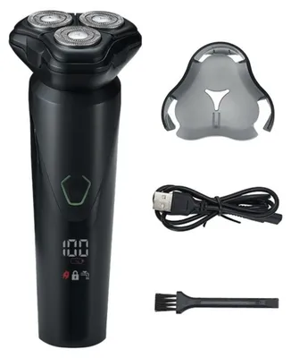 Immagine prodotto di INF Rasoio Elettrico Uomo - Bagnato e Asciutto, Testine Rotanti, Display Batteria LED, Ricarica USB, 80 minuti, Lavabile