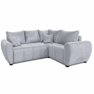 Image de Canapé d'angle MOKA L, côté droit, avec fonction couchage en L, canapé avec coffre de rangement, canapé de salon, canapé, canapé-lit, ensemble de canapés – Gris clair Paros 05