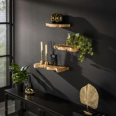Produktbild von Wandregal Natural Line Set aus 3 / Massiv Teak