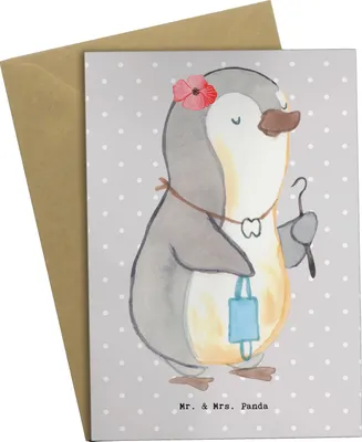 Produktbild von Mr. & Mrs. Panda babykarte Kieferorthopädin Herz - Grau Pastell - Geschenk, Grußkarten, einladungskarten, osterkarten, weihnachtskarten, jubiläumskarte, Beileidskarte