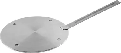 A single induction adapter plate with a handle, shown from a diagonal angle against a white background.