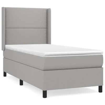 Produktbild von Boxspringbett mit Matratze Hellgrau 90x200 cm Stoff