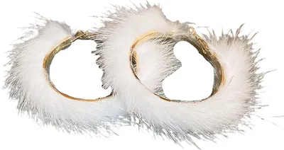 Produktbild von 1 Paar Creolen, übertrieben, großer goldener Ring, Geschenke, Modeschmuck, einfarbig, Plüsch, Damen-Huggie-Ohrringe für Party-Weiß