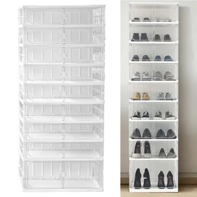 Produktbild von 170cm Klappbar Schuhkarton Aufbewahrungsbox Schuhboxen Schuhregal Box mit Deckel