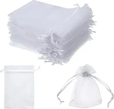 Produktbild von 100 Stück Organzabeutel, Pochon Organza, Organzabeutel Poche Caau Mariage Bijx, Sach pr Lavan Vi, 10 x 15 cm, weiß
