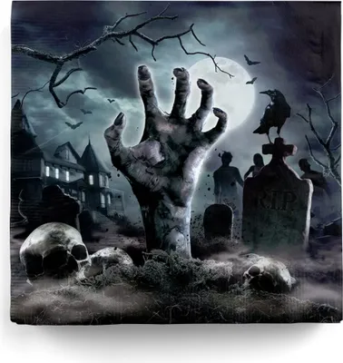 Produktbild von Zombie Friedhof Papier Servietten für Halloween 12 St.