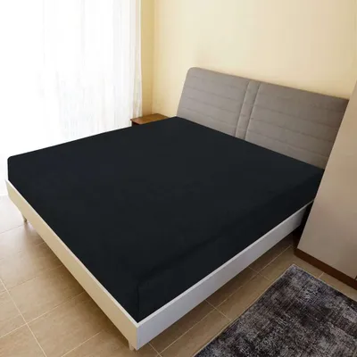Produktbild von The Living Store Spannbettlaken Jersey Schwarz 100x200 cm Baumwolle