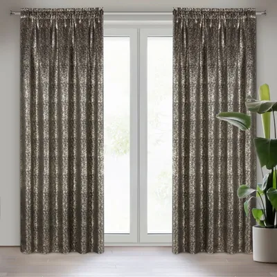 Obrázek produktu pro Záclona EBRU černá zlatá 135x270 cm volánová páska tunelová šňůrka