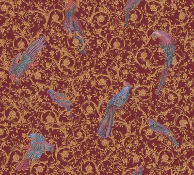 Produktbild von Versace wallpaper Vogeltapete Barocco Birds Vliestapete floral rot gold blau
