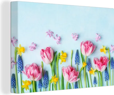 Produktbild von OneMillionCanvasses® - Leinwandbilder - 150x100 cm, Stillleben - Blumen - Frühling, Wandbilder Kunstdruck Wanddekoration