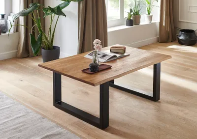 Produktbild von Couchtisch Baumkante 120x80 cm Wildeiche schwarz SESSA