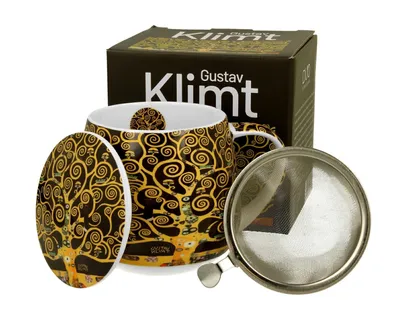 Produktbild von Duo Kaffeebecher Klimt Tree Of life aus Porzellan, Becher, teetasse, Kaffeetasse mit henkel 430 ml