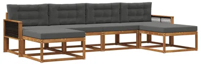 Produktbild von vidaXL Outdoor-Sofagarnitur mit Kissen 6 pcs Natur und Anthrazit