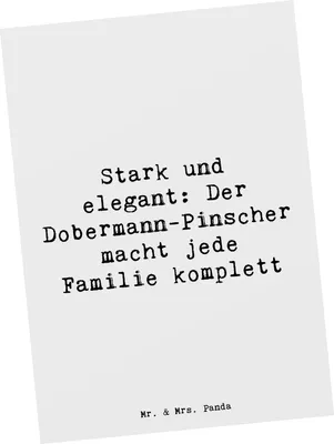 Produktbild von Mr. & Mrs. Panda Postkarte Spruch Dobermann Pinscher - Weiß - Geschenk, Hunderassen Charakter, bildkarte, loyaler Hund, Postkarten, Beschreibung, Hunderasse, Grußkarte