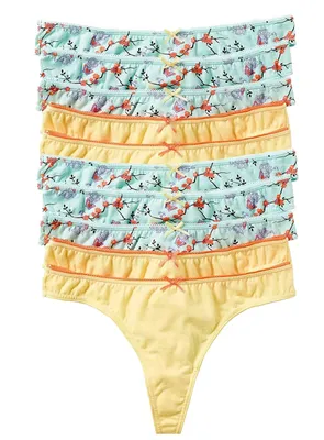 Produktbild von 10er-Pack Damen-String Tanga Damenslips aus Baumwolle Unterhosen, Gr. 36/38