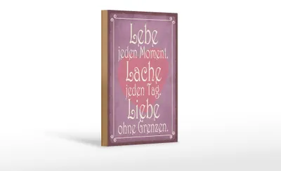 Produktbild von Holzschild Spruch 12x18cm Lebe jeden Moment Lache Liebe