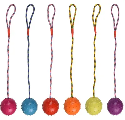 Image de Jouet pour chien Flamingo en caoutchouc avec balle, clochette et corde - Assortiment multicolore  Multicolore - Taille unique