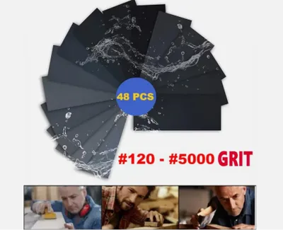 Produktbild von 48 Stück Schleifpapier Set 400-3000 Körnung für Nass und Trocken Lack Hobby