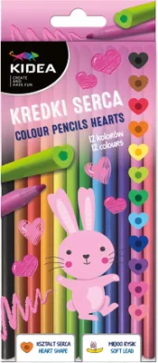 Produktbild von Kredki ołówkowe serduszka Kidea 12 intensywnych kolorów