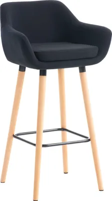 Produktbild von DELUKE® Barhocker mit Lehne Schwarz VILO - Stoffbezug, 99x55x46cm | Barhocker mit Lehne Tresenhocker Barstuhl Küchenhocker Thekenhocker hoher Stuhl