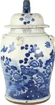 Immagine prodotto di Fine Asianliving cinese Ginger Jar Blue White Porcelain Birds D26xH46cm Ginger Jar with Lid Ceramic Oriental Large Hand Painted Asian Jingdezhen Mandarin Decoration