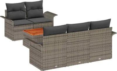 Produktbild von vidaXL Gartensofa-set 6 stk. Grau Poly-Rattan