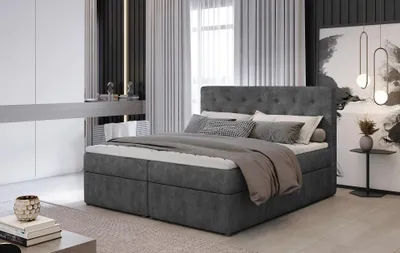 Obrázek produktu pro Kontinentální postel 140x200 LEVIRO - tmavě šedá