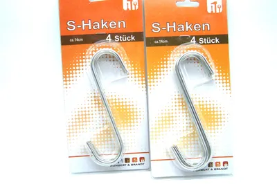 Produktbild von S - Haken Räucherhaken Küchenhaken 2 x 4 Stück ca. 14 cm lang, ohne Spitze