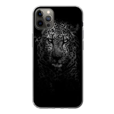 Produktbild von MuchoWow® Handyhülle Schutzhülle Hülle für iPhone 13 Pro Max Leopard - Schwarz - Weiß Silikon Softcase Handy Hülle - Mobiltelefon