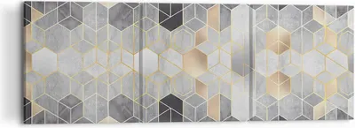 Produktbild von Bild auf Leinwand - Leinwandbild - 3 Teile - Geometrisch Abstraktion Sechsecke - 120x40cm - Wand Bild - Wanddeko - Wandbilder - Leinwanddruck - Bilder - Wanddekoration - Leinwand bilder CA120x40-4776