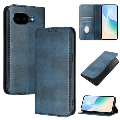 Produktbild von Handyhülle für Google Pixel 11A, Vintage Leder RFID Schutz Kartenfach Standfunktion Magnetische Klapphülle Blau