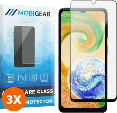 Produktbild von Mobigear Premium 9.98 Samsung Galaxy A04s Panzerglas Gehärtetes Glas Displayschutz - Hüllenfreundlich - Schwarz (3er Pack)