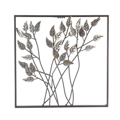 Produktbild von Metall Wandbild 30cm braun silber Wanddeko Wandrelief Design Blätter