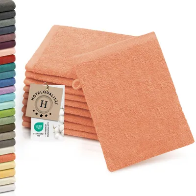 Produktbild von 10er Set Waschlappen aus Baumwolle, 16x21 cm, orange