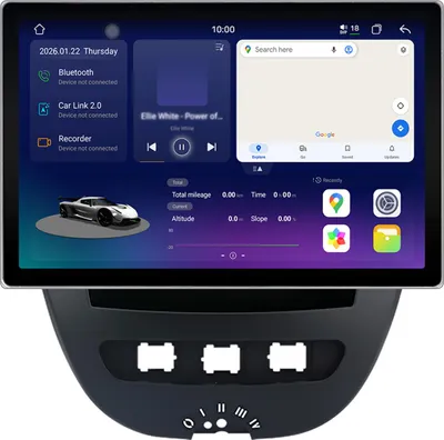 Zdjęcie produktu dla Wyświetlacz 2k Android Radio 128 GB dla Peugeot 107 2005-2014 Carplay Android Auto Navi 4G LTE Bluetooth DAB+ Kamera cofania Sterowanie na kierownicy