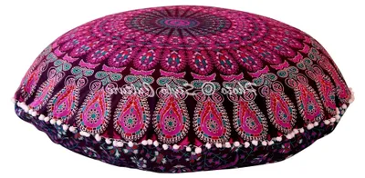 Produktbild von Rundes Bodensitzkissen im ethnischen Stil mit Mandala-Muster in Lila