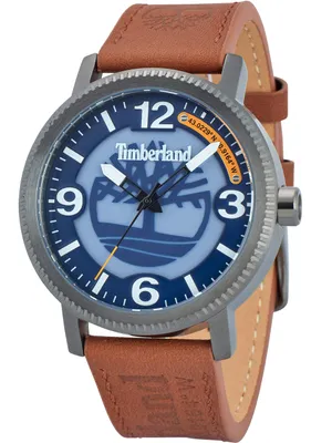A close-up studio shot of a Timberland men's watch.