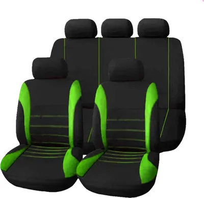 Produktbild von 9 tlg 5 Sitz Auto Sitzbezüge Universal Schonbezüge mit Haken, Komplettset Sitzbezug Grün
