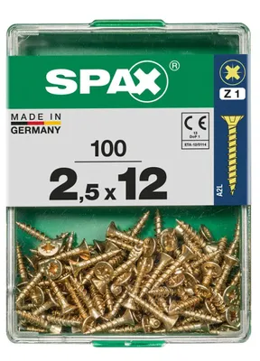 Produktbild von SPAX 4081020250122, Schraube, Stahl, Zink, Holz, Flachkopf, Pozidriv, Gelb