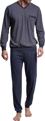 Image de GÖTZBURG Pyjama long homme - Pyjama col V, Pure Coton Marine 6XL (64)