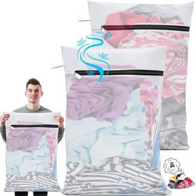 2 Wäschesäcke 60x90 cm aus Polyester – wiederverwendbar