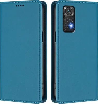 Obrázek produktu pro Kožené pouzdro pro Xiaomi Redmi Note 11S/Note 11 4G, magnetické flipové pouzdro zPolyuretankůže se stojánkem Jezerní modrá