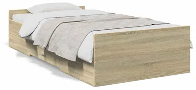 Produktbild von vidaXL Bettgestell mit Schubladen Sonoma-Eiche 75x190 cm Holzwerkstoff