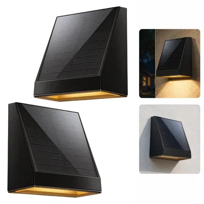 Produktbild von Solar-Sicherheitsleuchte mit Bewegungsmelder, helle wasserdichte LED-Außenlampe,kabellose Solar-Wandleuchte für Haustür,Hof, Veranda und Zaun, 2er-Set